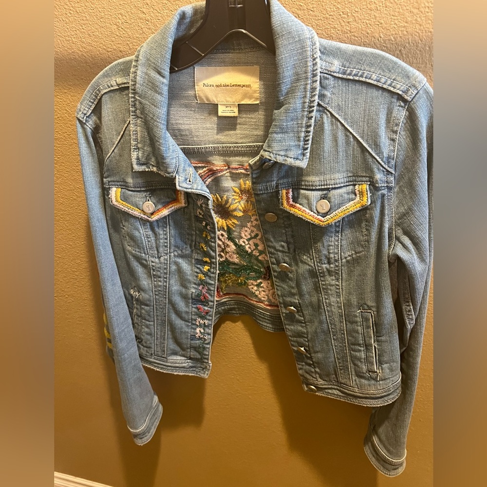 Embroidered denim jacket size small